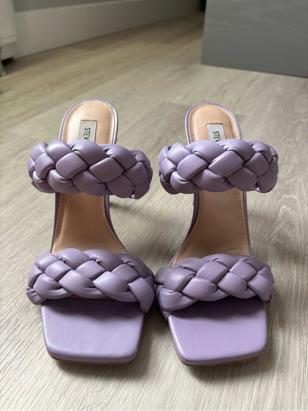 Steve Madden Braided Double-Strap Heeled Sandal in Lilac